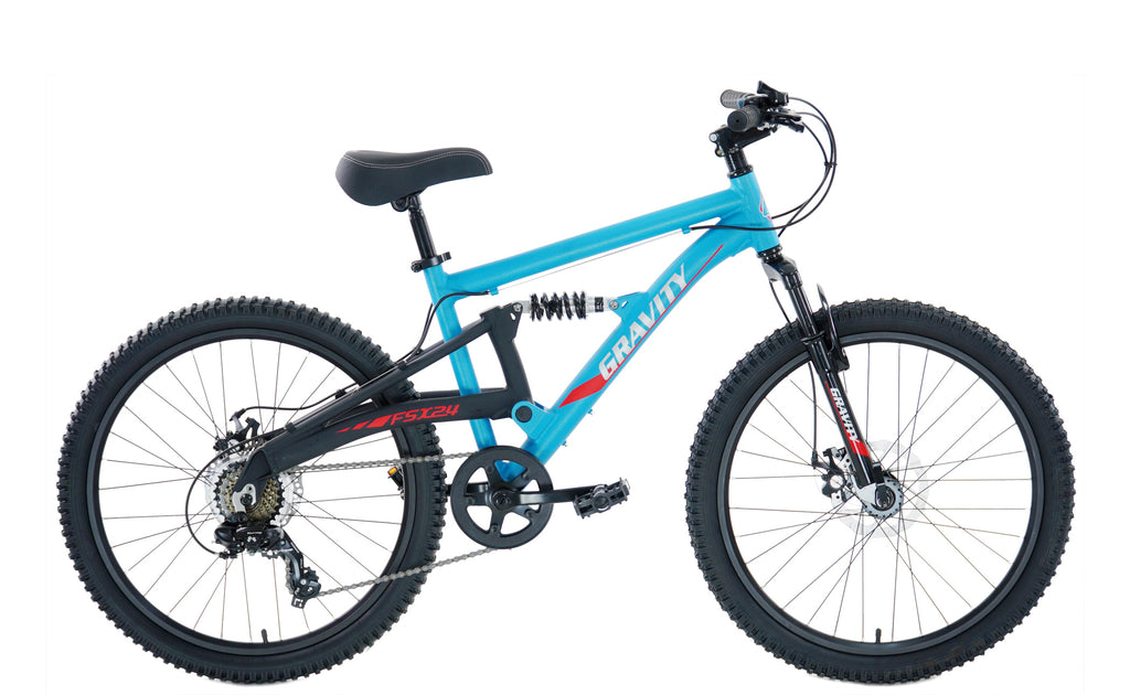 Gravity FSX 24 — Matte Electron blue kids' full-suspension mountain bike