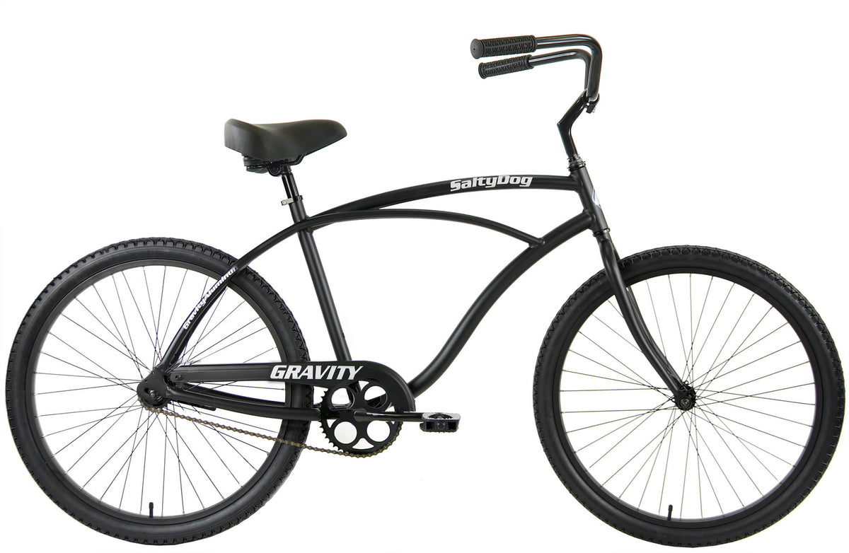 Gravity Salty Dog 26 — Matte Black standard frame cruiser bicycle