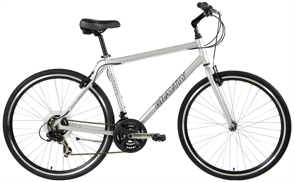 Gravity Swift 21 — Silver standard frame hybrid bicycle