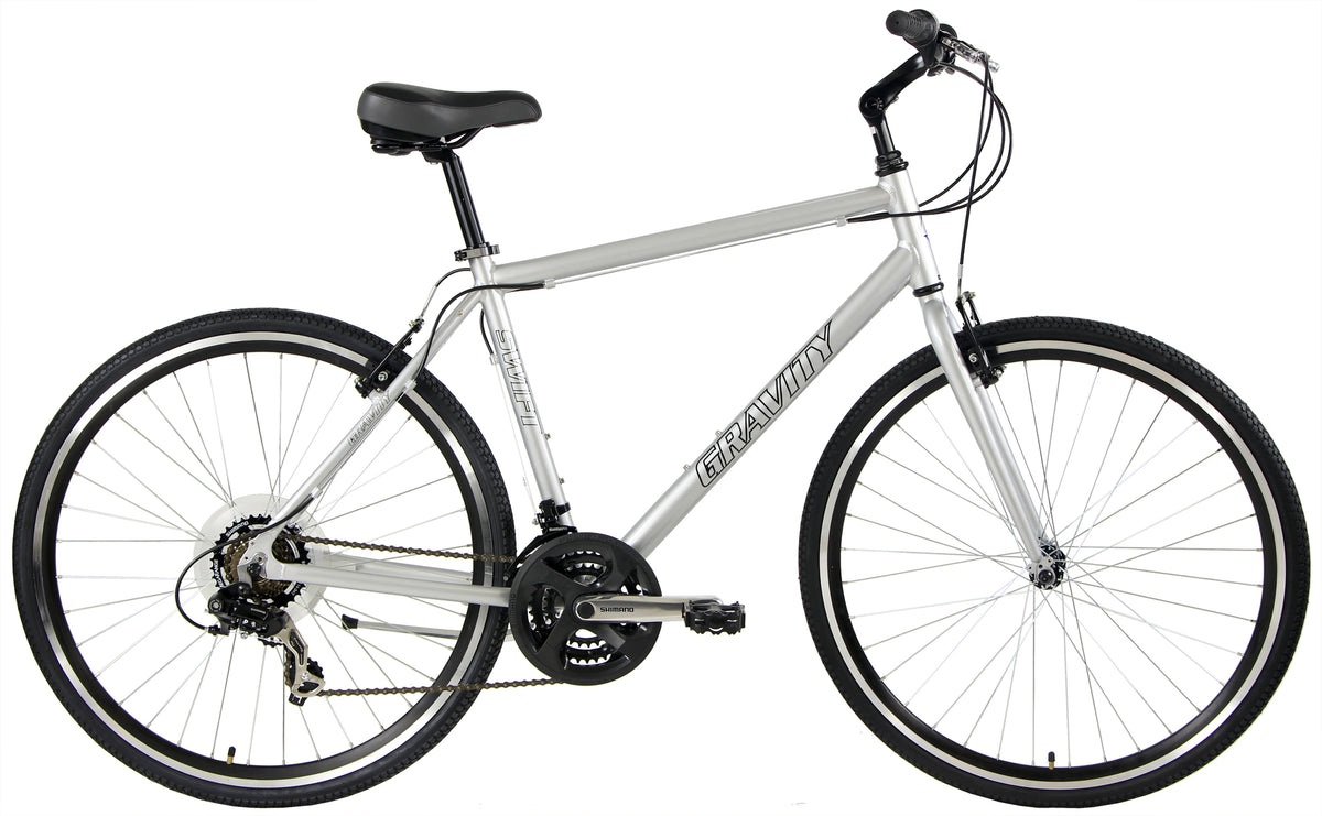 Gravity Swift 21 — Silver standard frame hybrid bicycle