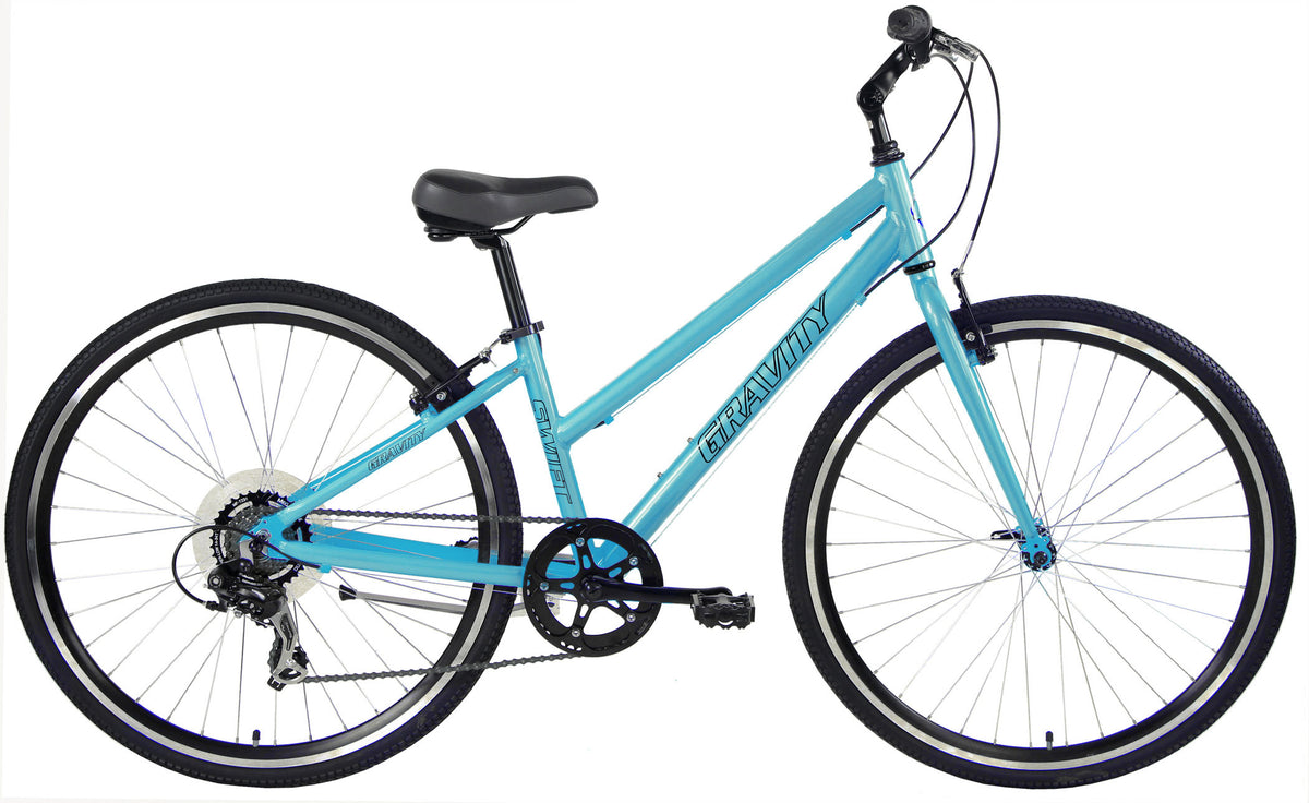 Gravity Swift 7 — Clear Blue step-through frame hybrid bicycle