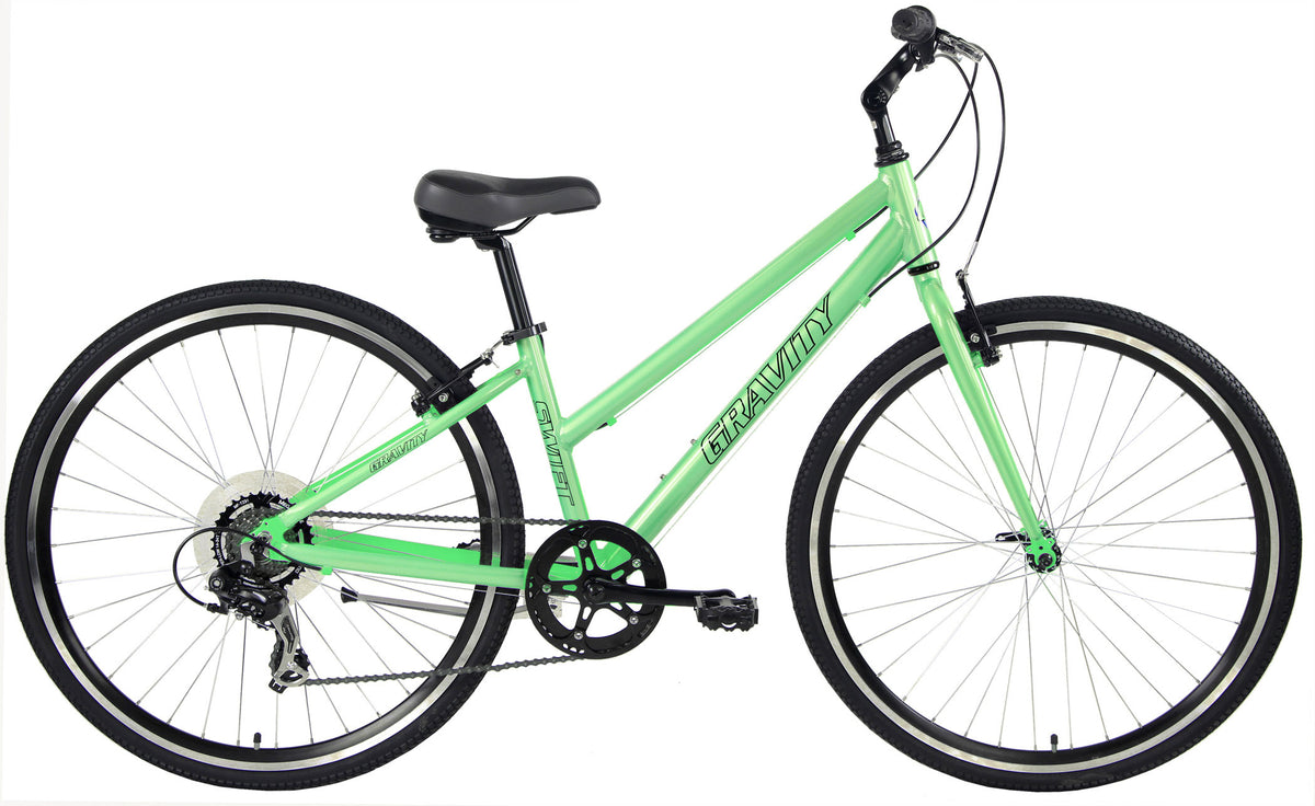 Gravity Swift 7 — Mint step-through frame hybrid bicycle