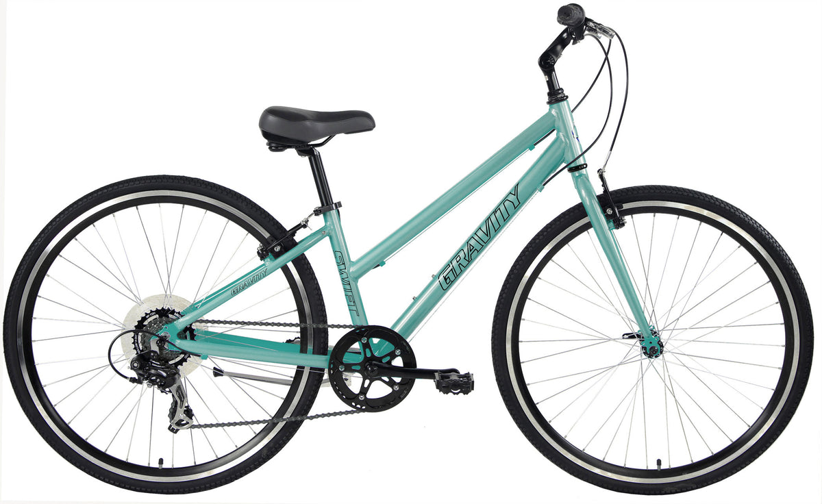 Gravity Swift 7 — Ocean Blue step-through frame hybrid bicycle
