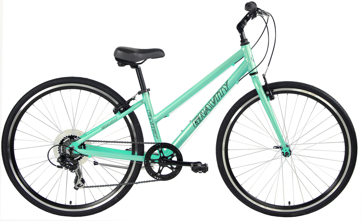 Gravity Swift 7 — Sea Foam step-through frame hybrid bicycle