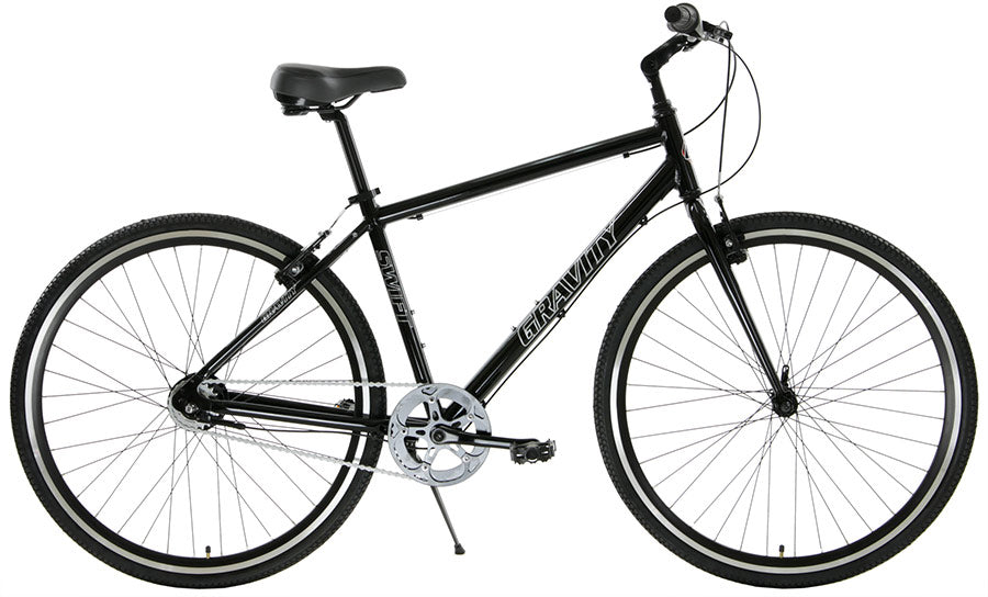 Gravity Swift 8 — Black standard frame hybrid bicycle
